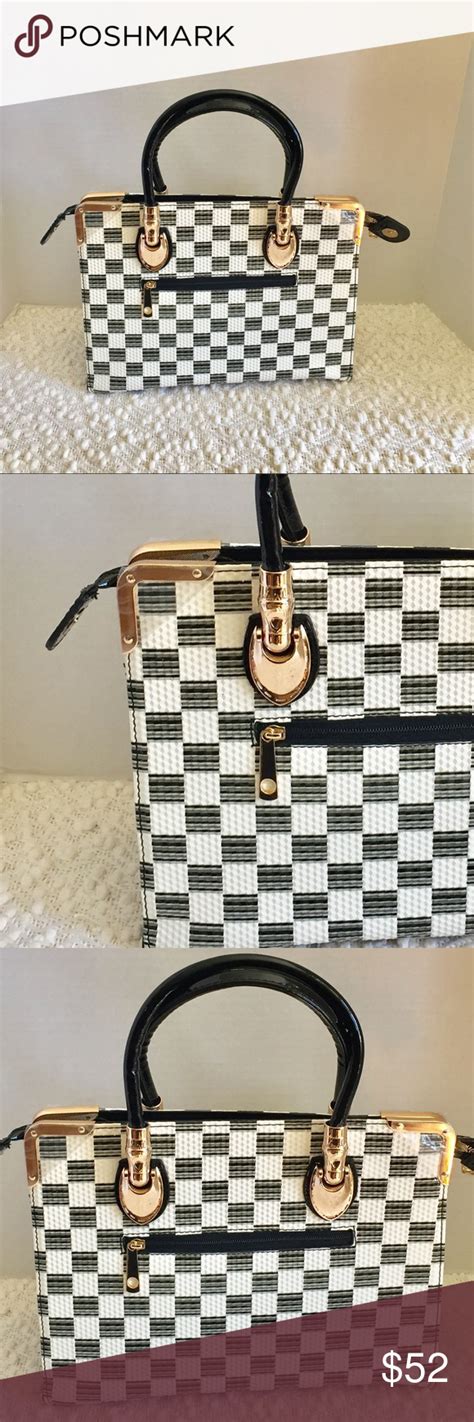 michael kors black and white checkerboard purse|michael kors black shoulder purse.